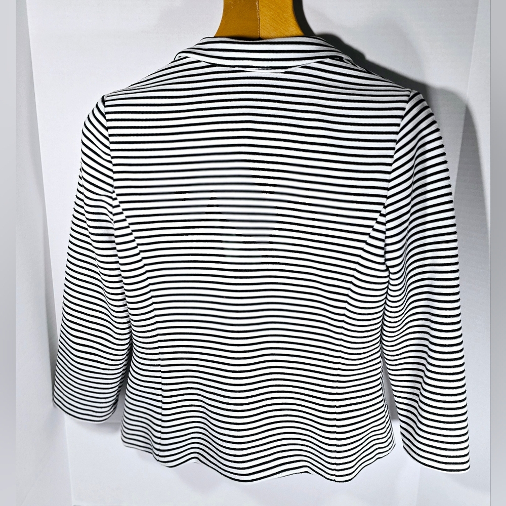 Cynthia Rowley Blazer Large One Button Striped Black & White All Occasion - Picture 3 of 8